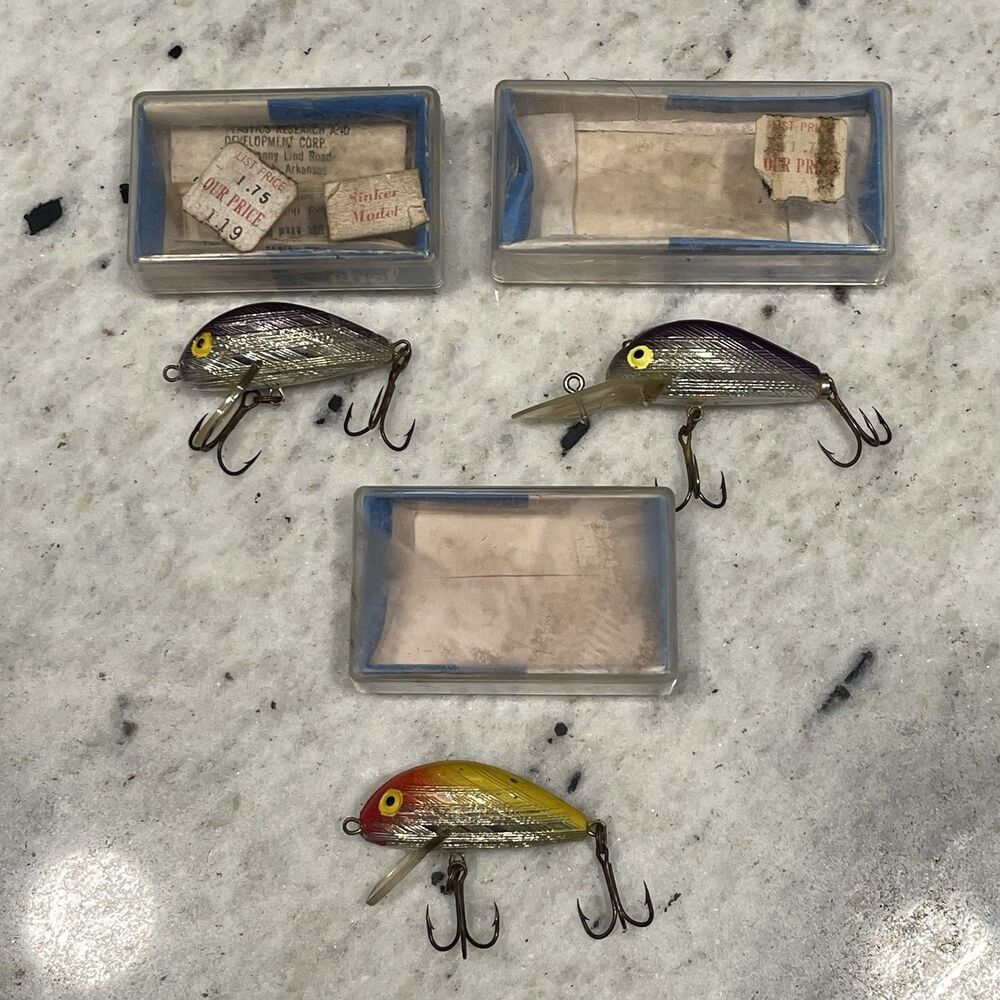 REBEL From Fishing Lure Lot Of 3 Purple Silver Orange  1 3/4” in Original Box